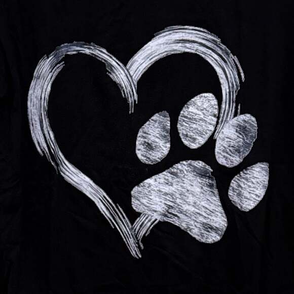 Generic Tops - Size Small Painted Heart Animal Paw Print Custom Graphic Unisex T-Shirt